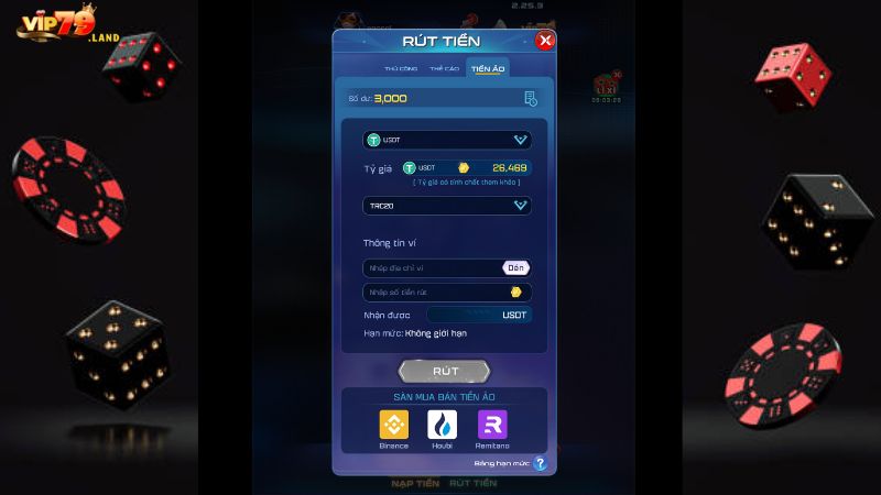 Các bước rút tiền Vip79 bằng tiền ảo
